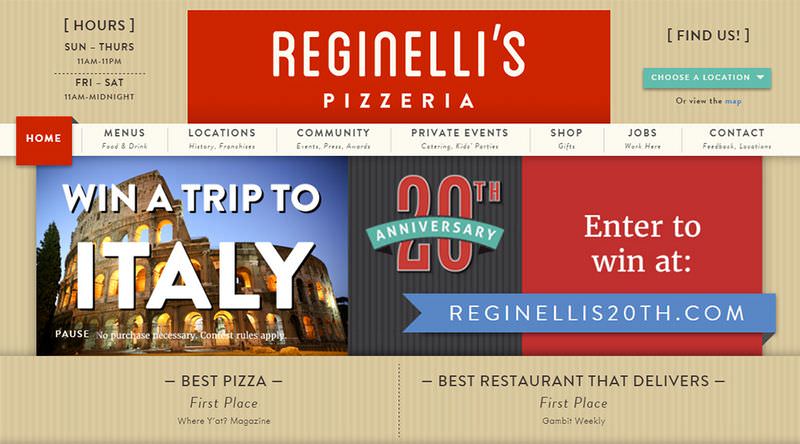 Reginelli's Pizza Website