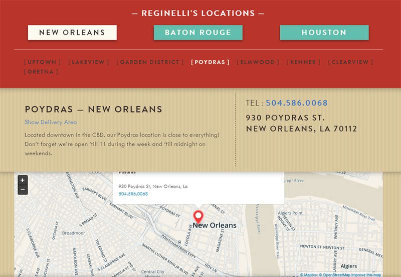 Reginelli's Locations Page
