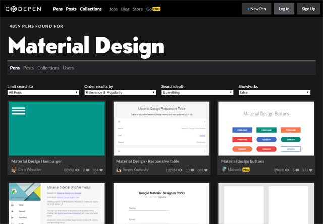 CodePen: Material Design